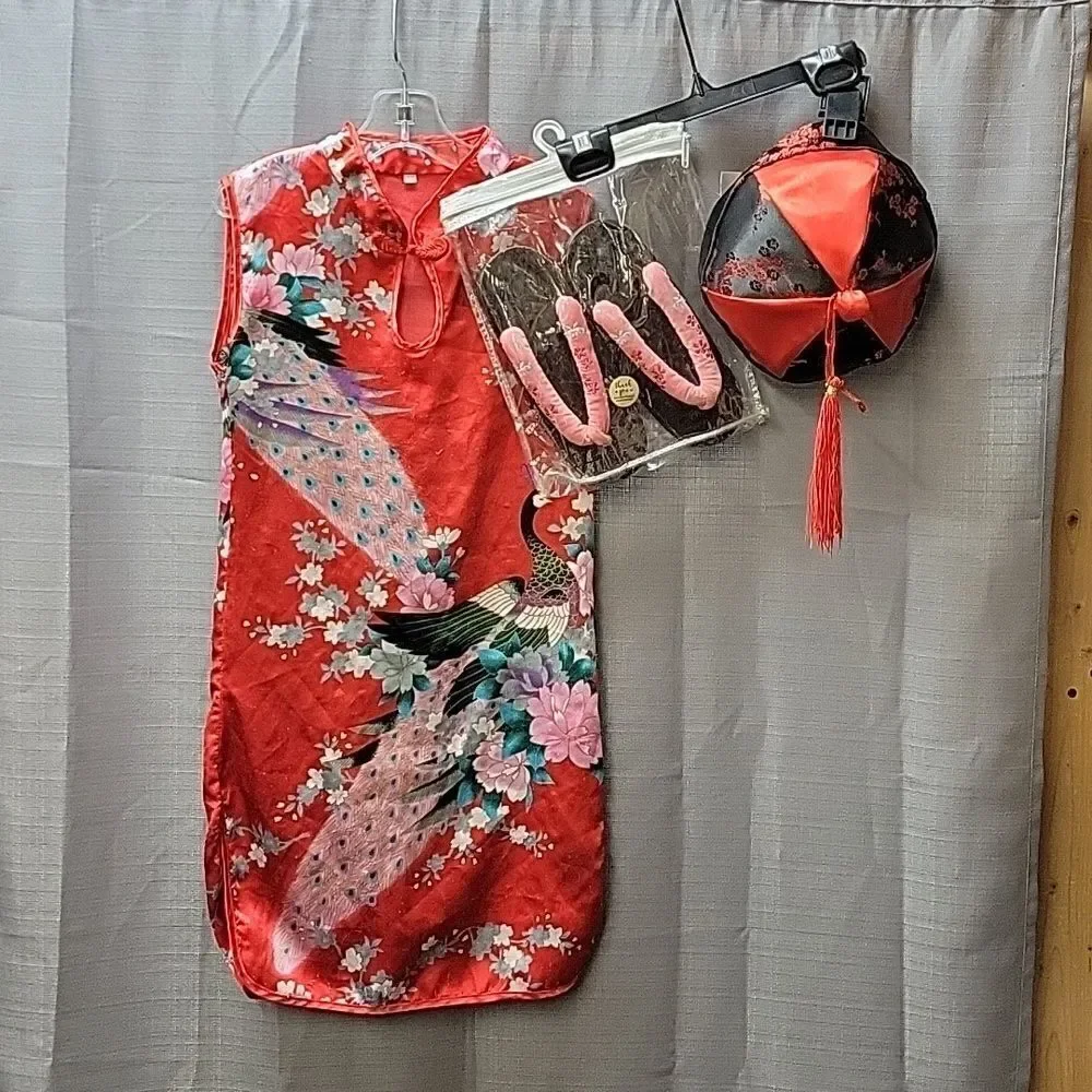 AvaCostume Girls Chinese Dragon Phoenix Qipao Cheongsam Dress sz 4-6‎